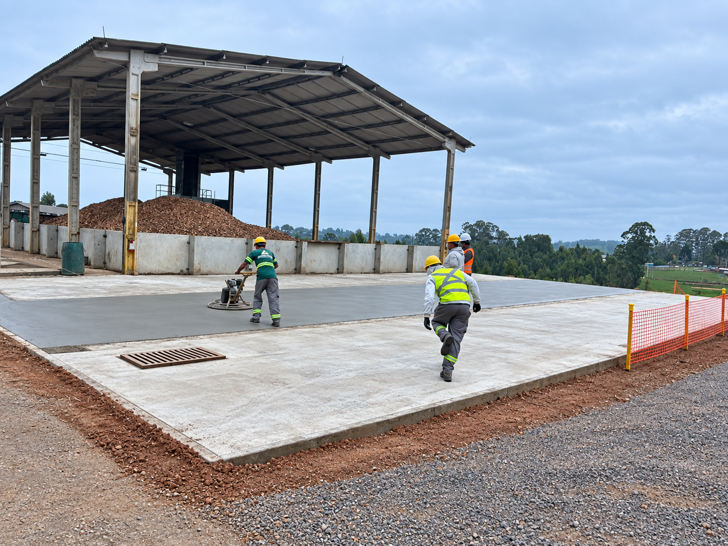 Construção de piso para caçambas - Castrolanda